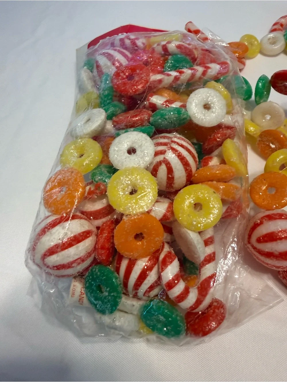 2-Vintage Christmas candy blow mold sugared garland. 9' 1/new 1/used